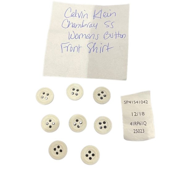 8 Calvin Klein Replacement Logo Buttons from Womens SS Chambray Button Top READ - Picture 1 of 4